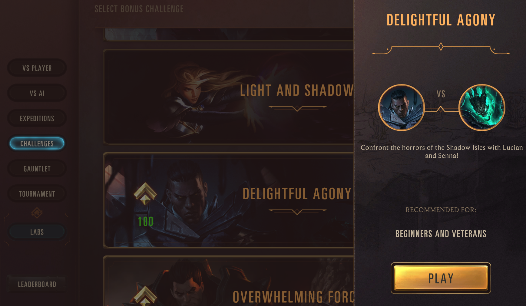 Challenge Screen Example